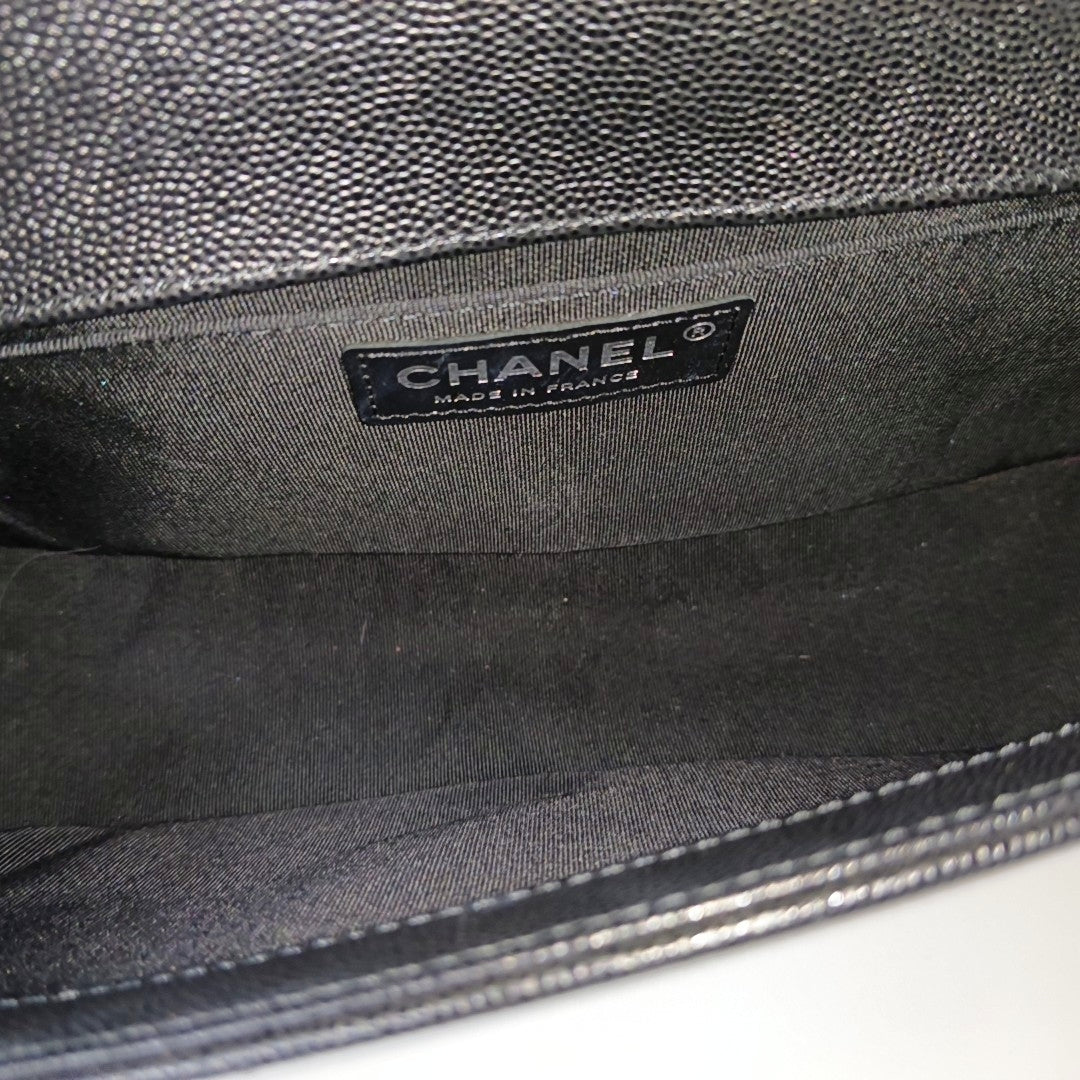 BOY CHANEL Medium Quilted Grained Calfskin Black