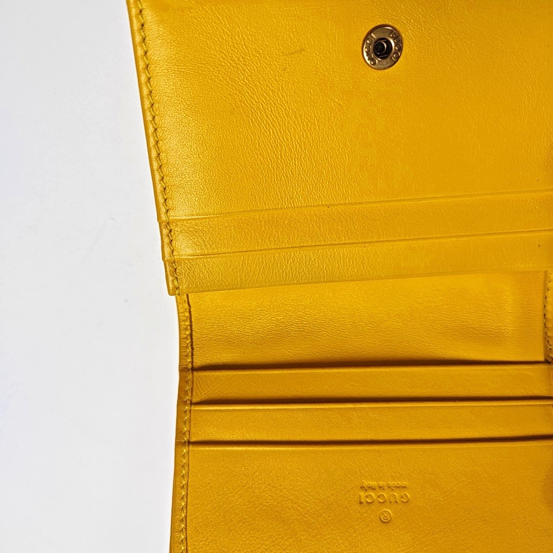 Authenticated pre-owned  GG Marmont Calfskin Yellow Wallet - Wallet at Looply