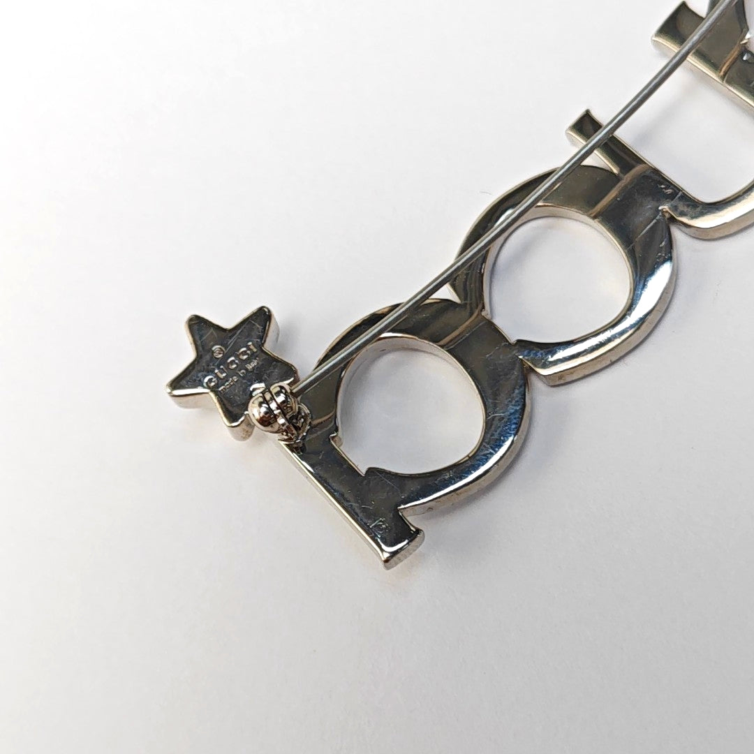 Authenticated pre-owned  Silver-tone Metal Synthetic Crystal Brooch - Brooch at Looply