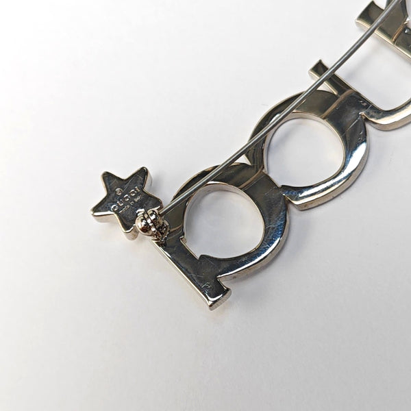 Authenticated pre-owned  Silver-tone Metal Synthetic Crystal Brooch - Brooch at Looply