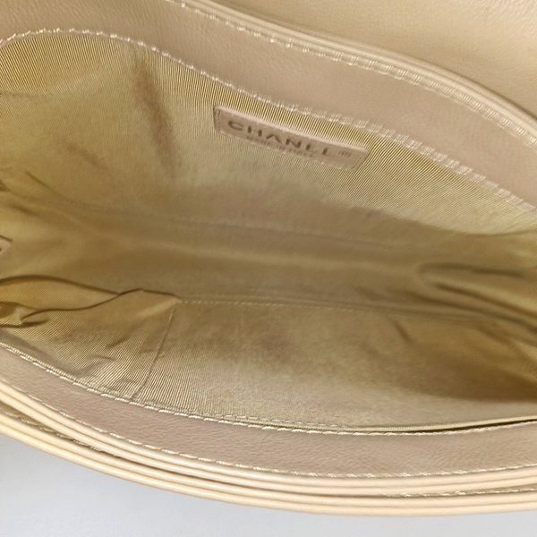 Authenticated pre-owned  Boy Chanel Large Quilted Calfskin Beige - Crossbody Bag at Looply