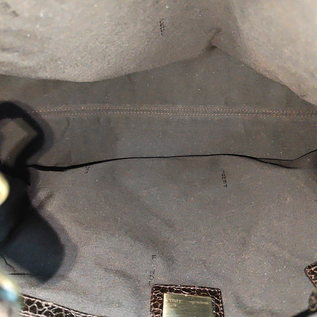 Bolso de mano de piel de ternera marrón