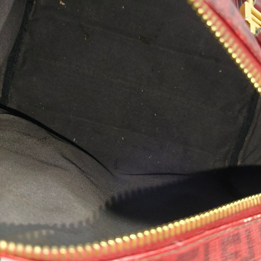 Coated Canvas Top Handle Bag Red