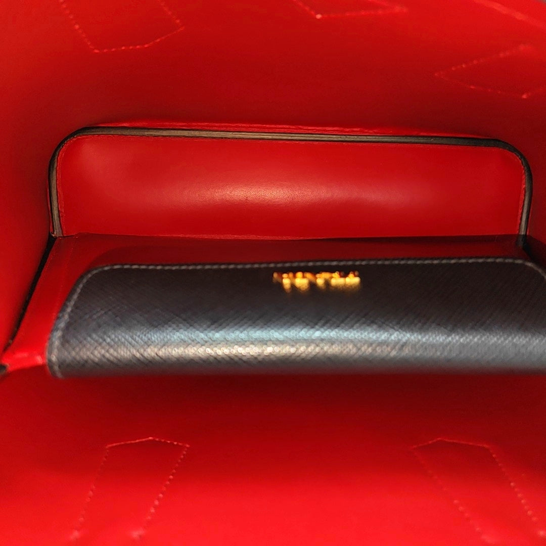 Double Small Saffiano Calfskin Black