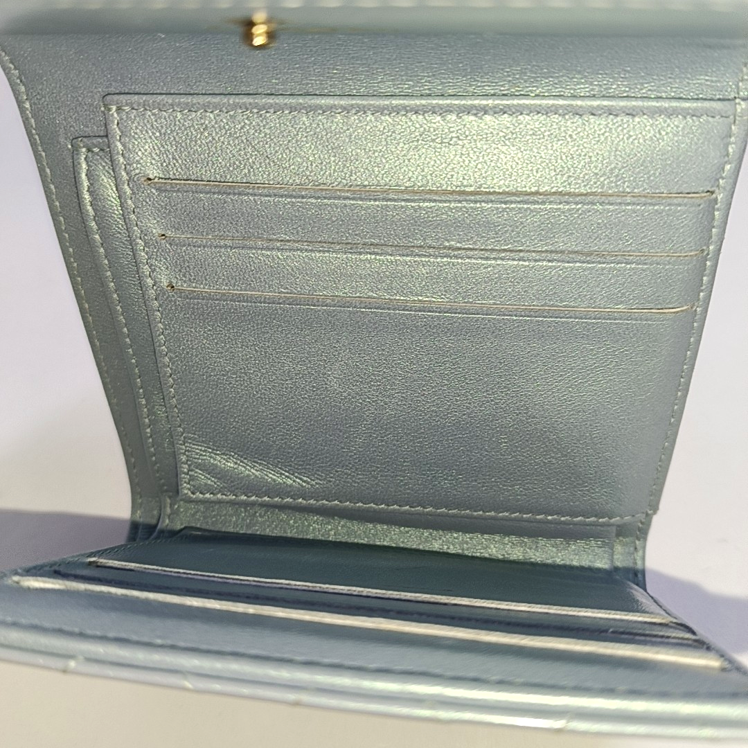 Authenticated pre-owned  Boy Chanel Quilted Patent Leather Blue Wallet - Wallet at Looply