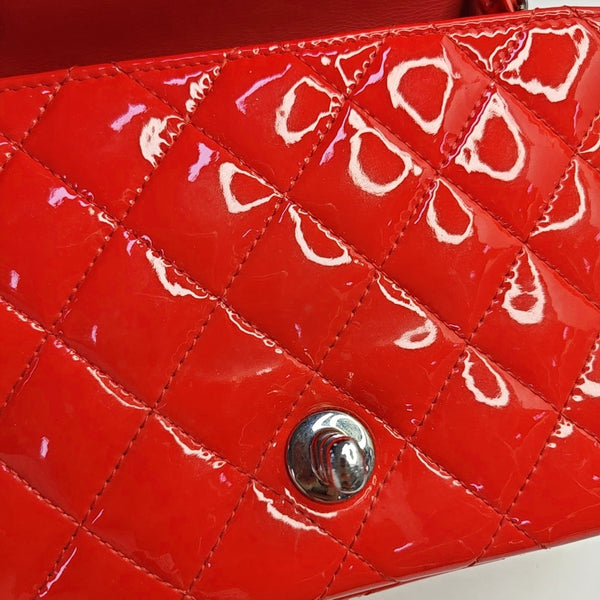 Authenticated pre-owned  Classic Flap Mini Quilted Patent Leather Orange - Shoulder Bag at Looply