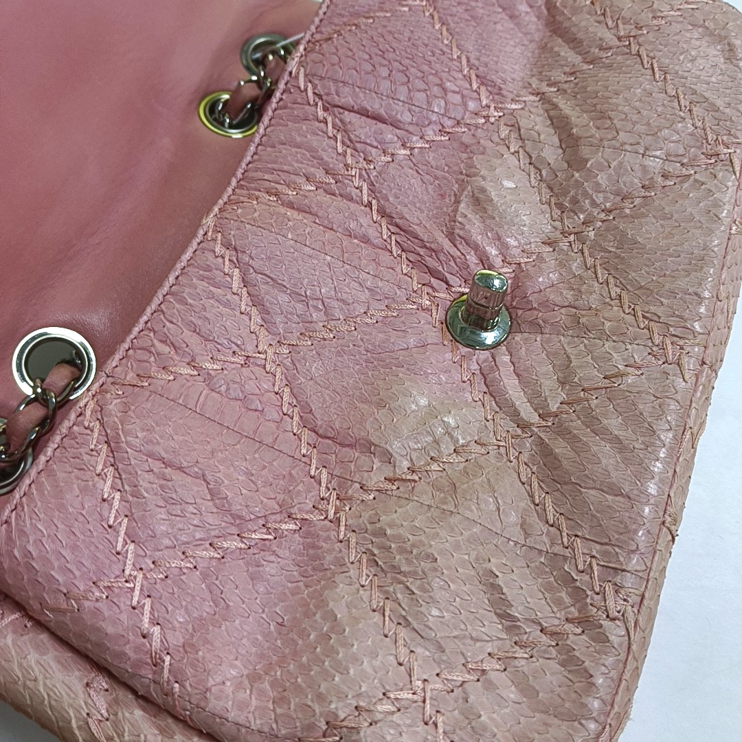 Authenticated pre-owned  Classic Flap Quilted Python Pink - Handbags at Looply