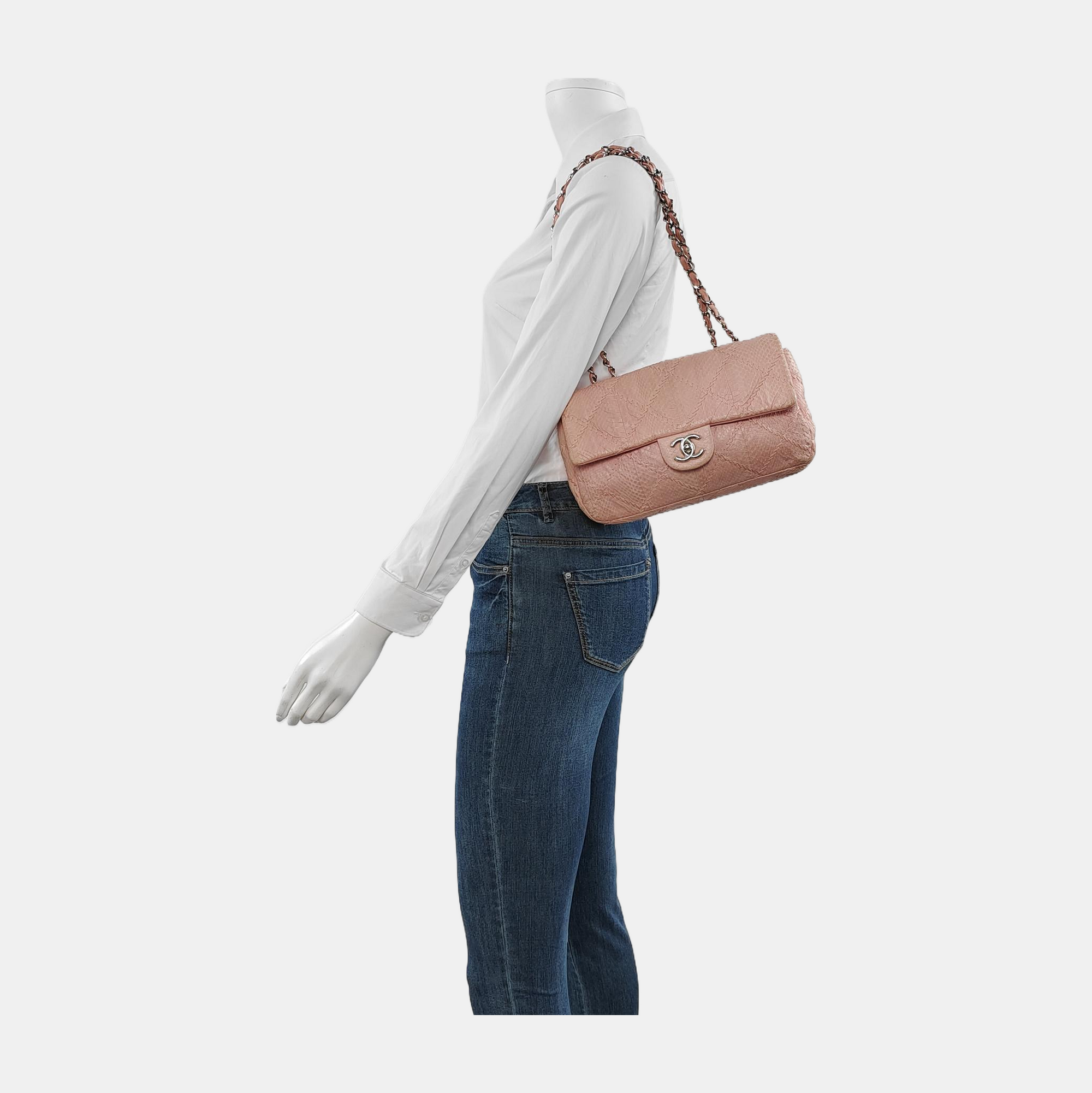Authenticated pre-owned  Classic Flap Quilted Python Pink - Handbags at Looply