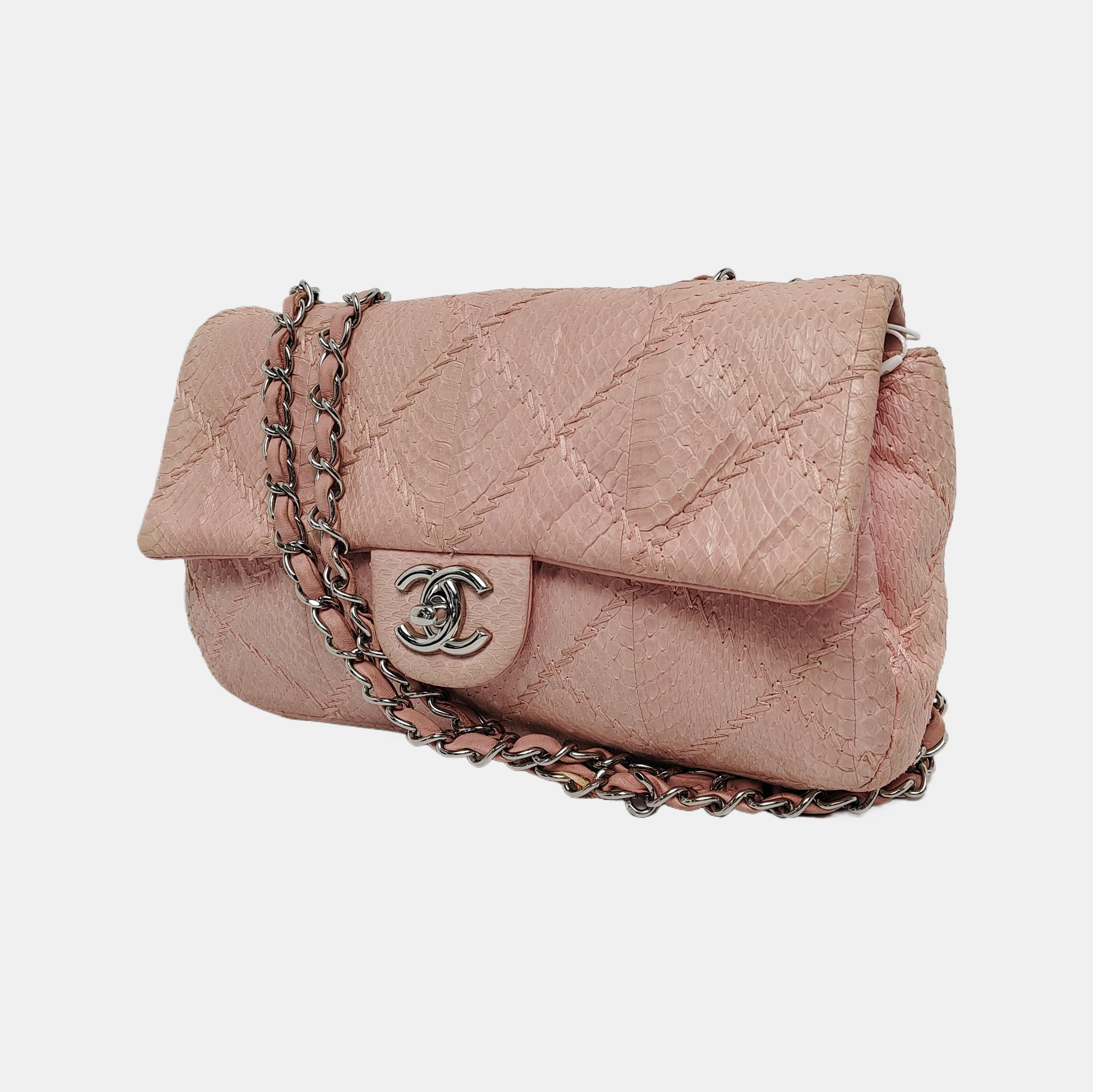 Authenticated pre-owned  Classic Flap Quilted Python Pink - Handbags at Looply
