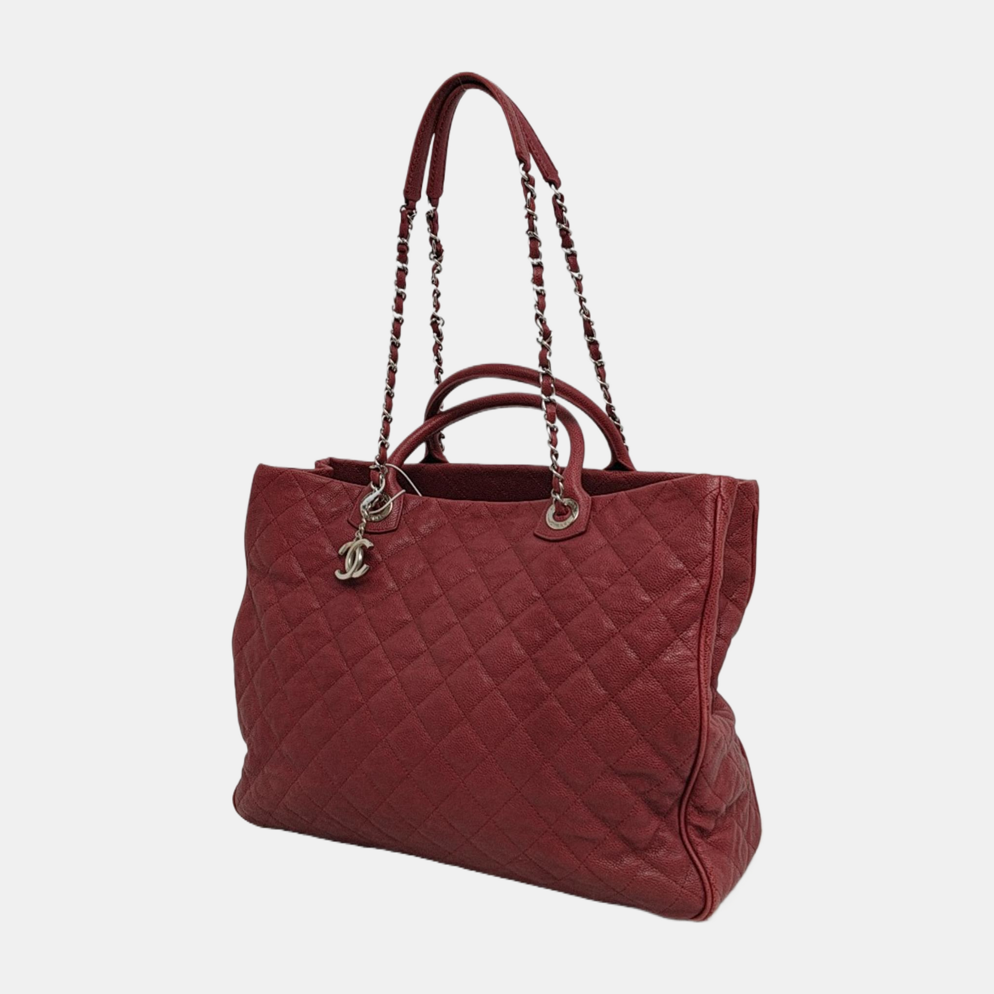 Authenticated pre-owned  Chanel GST Large Quilted Grained Calfskin Red - Shoulder Bag at Looply