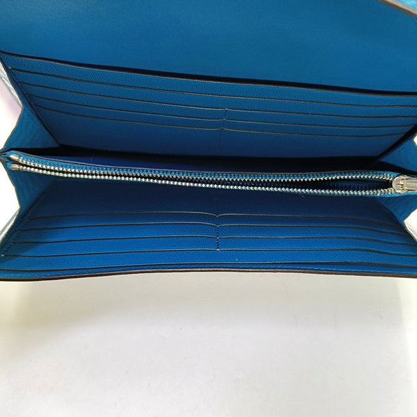 Authenticated pre-owned  Constance Shiny Porosus Crocodile Blue Wallet - Wallet at Looply