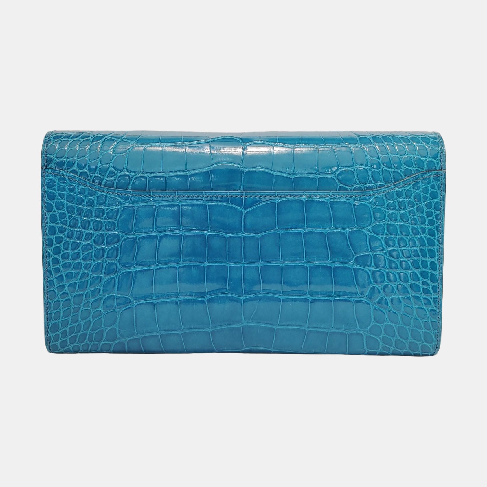 Authenticated pre-owned  Constance Shiny Porosus Crocodile Blue Wallet - Wallet at Looply