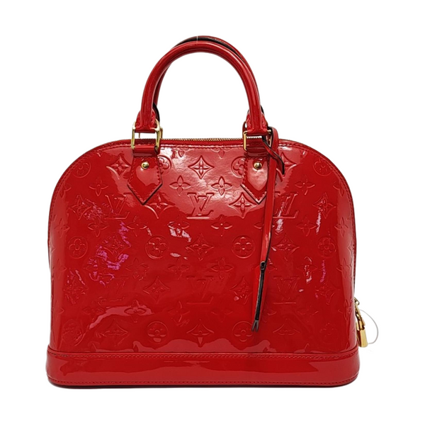 Authenticated pre-owned  Alma PM Monogram Patent Leather Red - Top Handle Bag at Looply