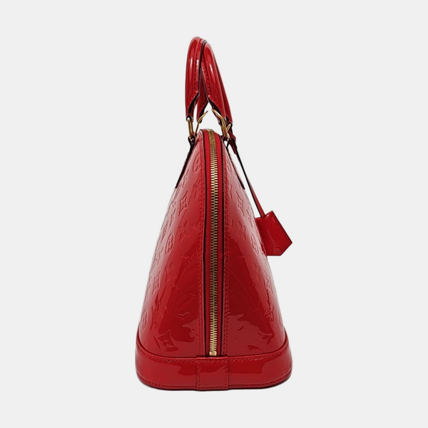 Authenticated pre-owned  Alma PM Monogram Patent Leather Red - Top Handle Bag at Looply