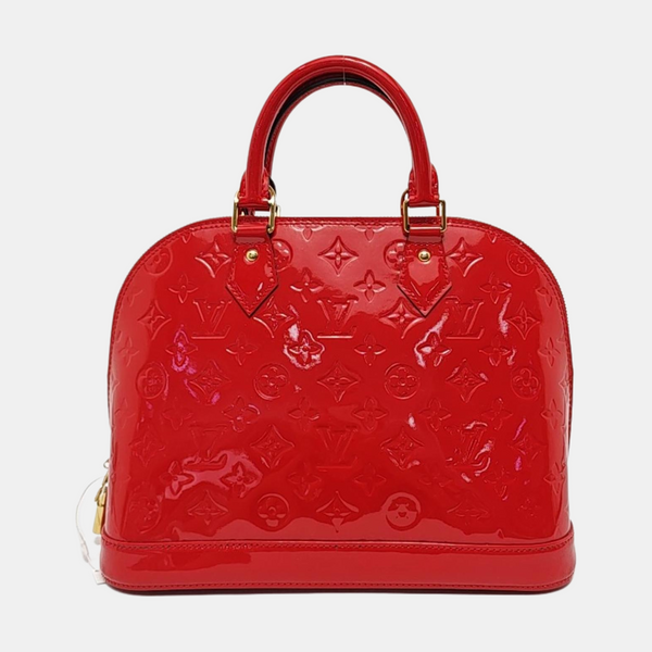 Authenticated pre-owned  Alma PM Monogram Patent Leather Red - Top Handle Bag at Looply