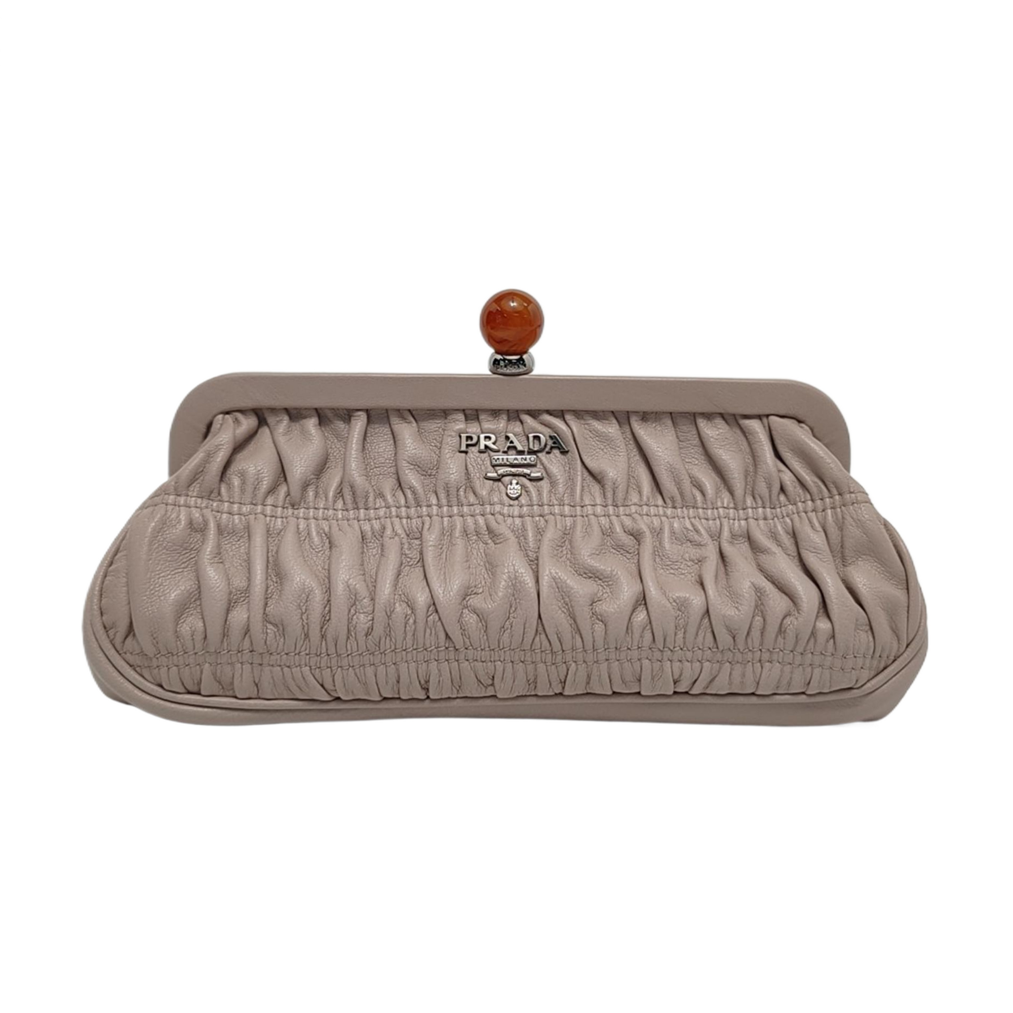 Authenticated pre-owned  Gaufre Quilted Lambskin Pink - Clutch at Looply