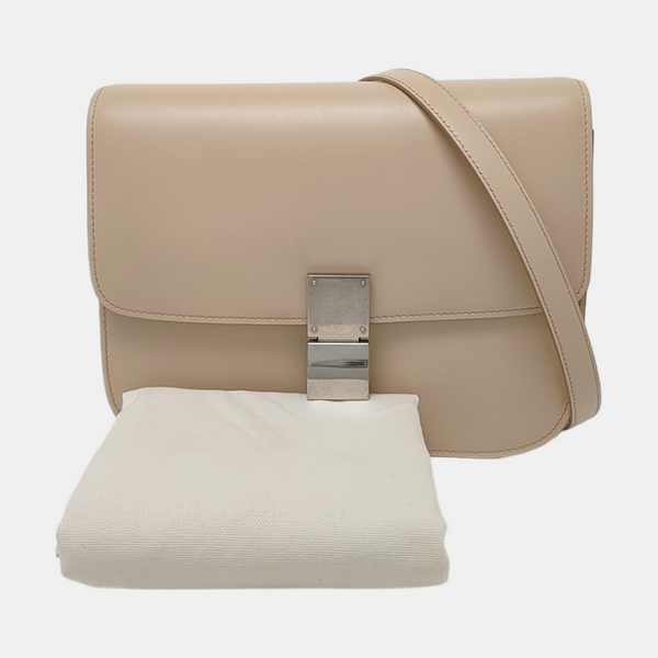 Authenticated pre-owned  Classic Box Medium Leather Beige - Crossbody Bag at Looply