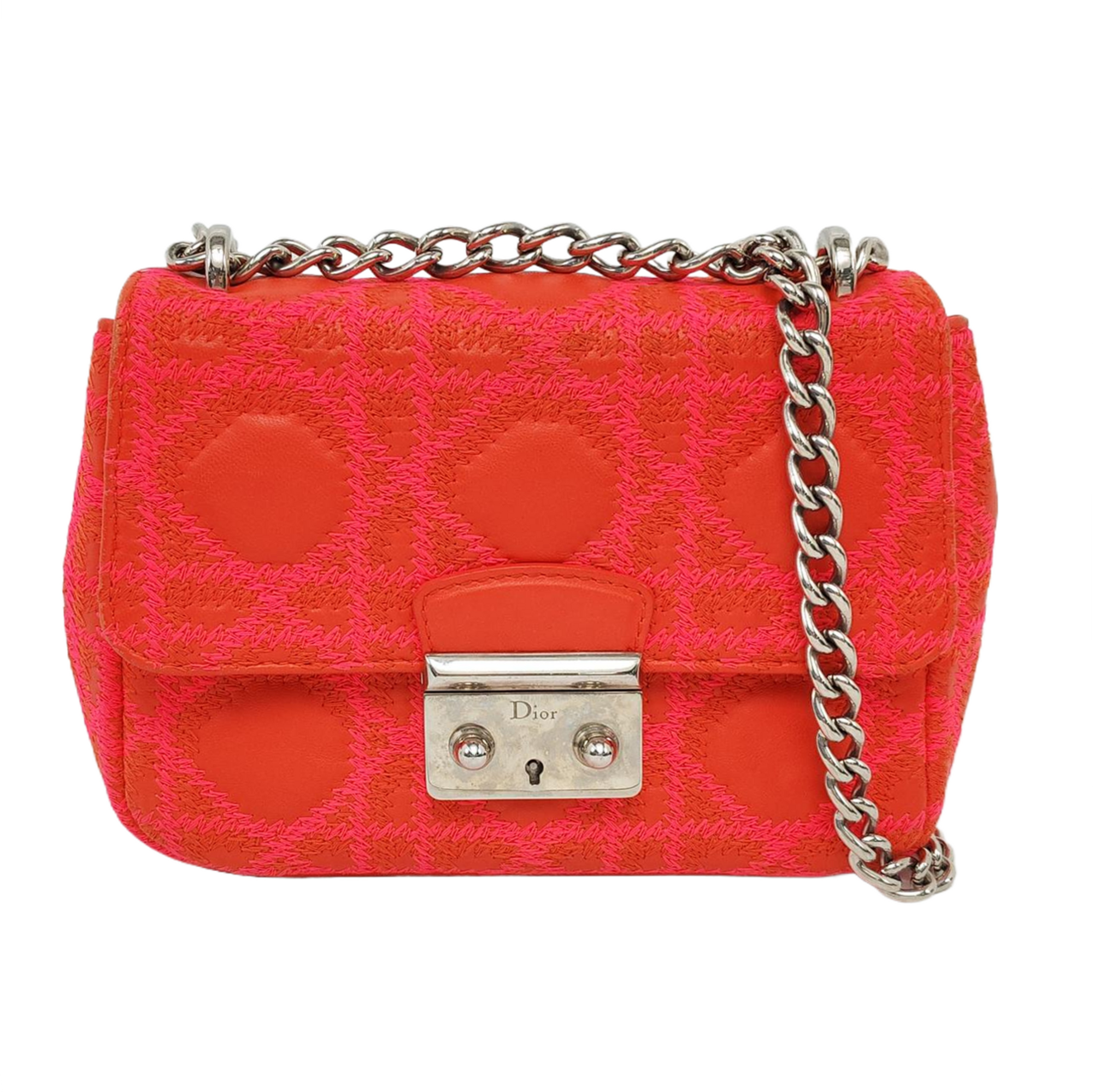 Authenticated pre-owned  Miss Dior Quilted Damier Calfskin Red - Shoulder Bag at Looply