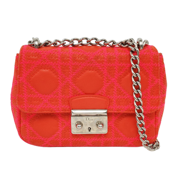 Authenticated pre-owned  Miss Dior Quilted Damier Calfskin Red - Shoulder Bag at Looply
