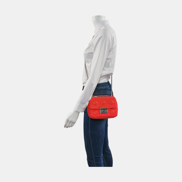 Authenticated pre-owned  Miss Dior Quilted Damier Calfskin Red - Shoulder Bag at Looply