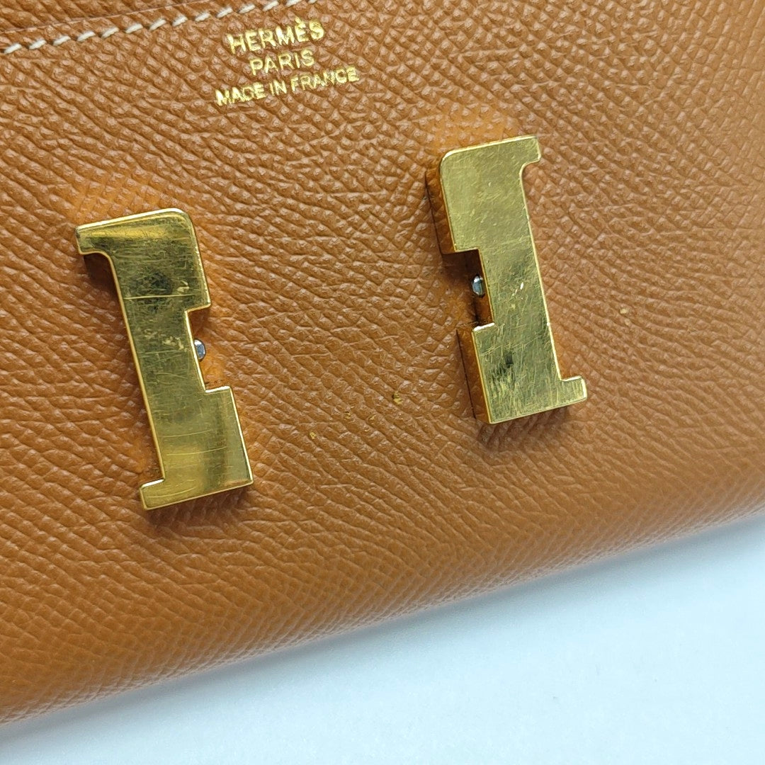 Authenticated pre-owned  Constance Slim Epsom Brown Wallet - Wallet at Looply