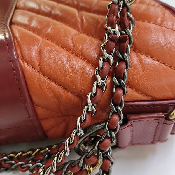 Authenticated pre-owned  Gabrielle Small Quilted Chevron Calfskin Orange - Shoulder Bag at Looply