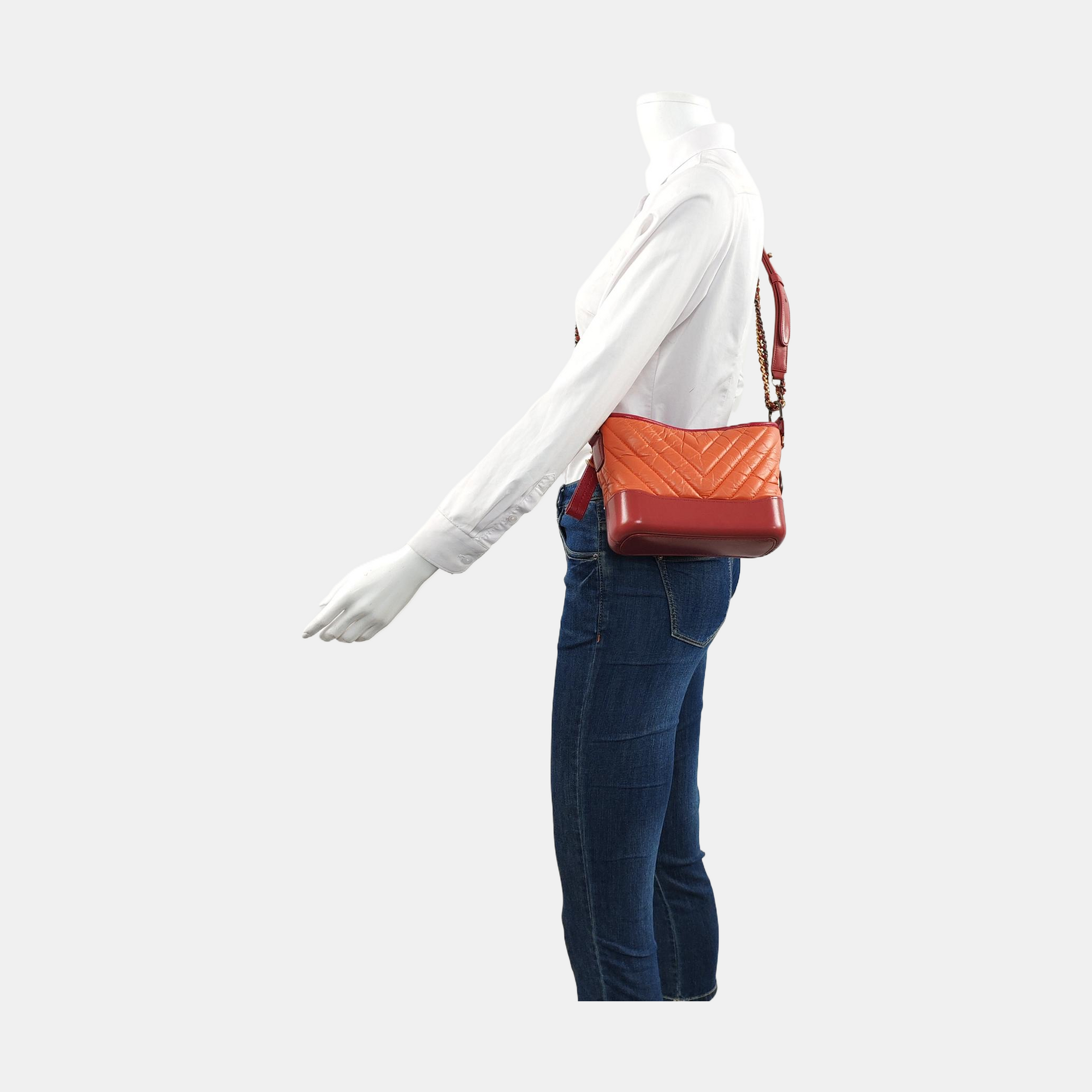 Authenticated pre-owned  Gabrielle Small Quilted Chevron Calfskin Orange - Shoulder Bag at Looply