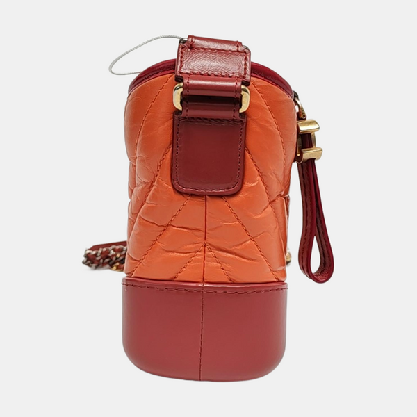 Authenticated pre-owned  Gabrielle Small Quilted Chevron Calfskin Orange - Shoulder Bag at Looply