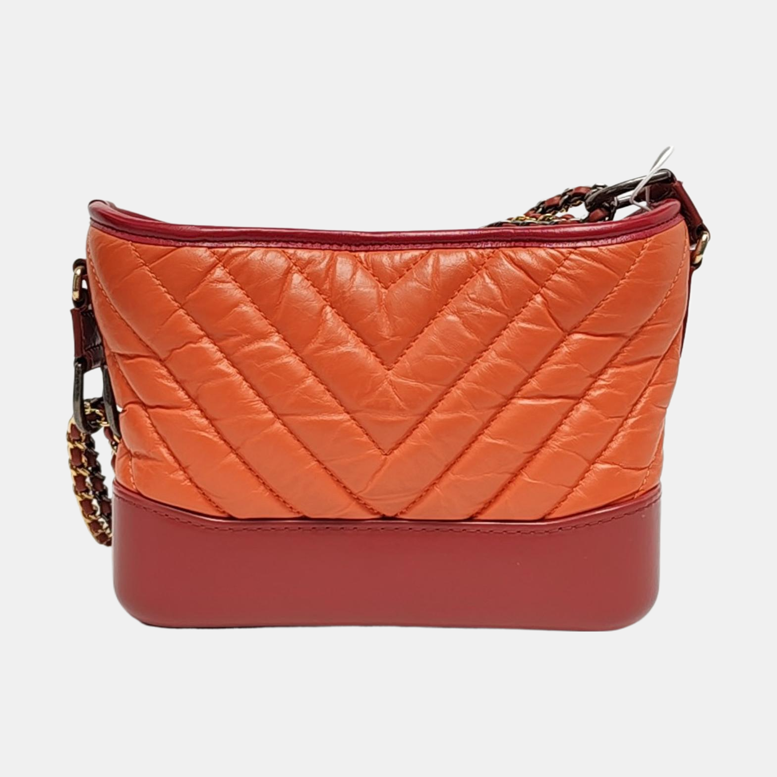 Authenticated pre-owned  Gabrielle Small Quilted Chevron Calfskin Orange - Shoulder Bag at Looply