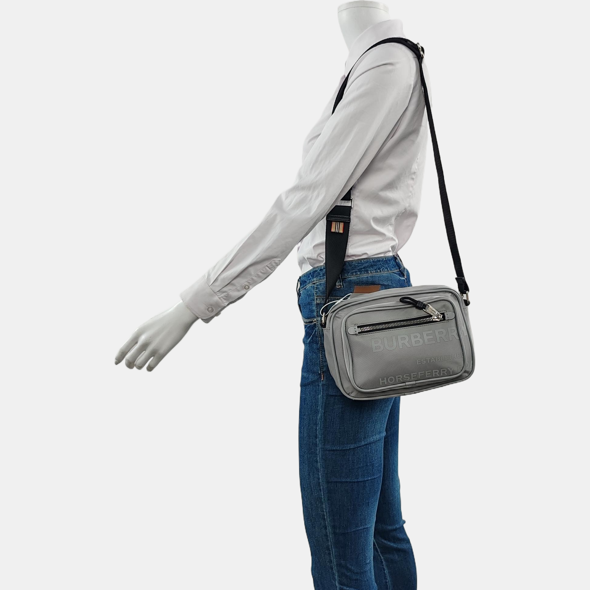 Authenticated pre-owned  Horseferry Nylon Gray - Crossbody Bag at Looply