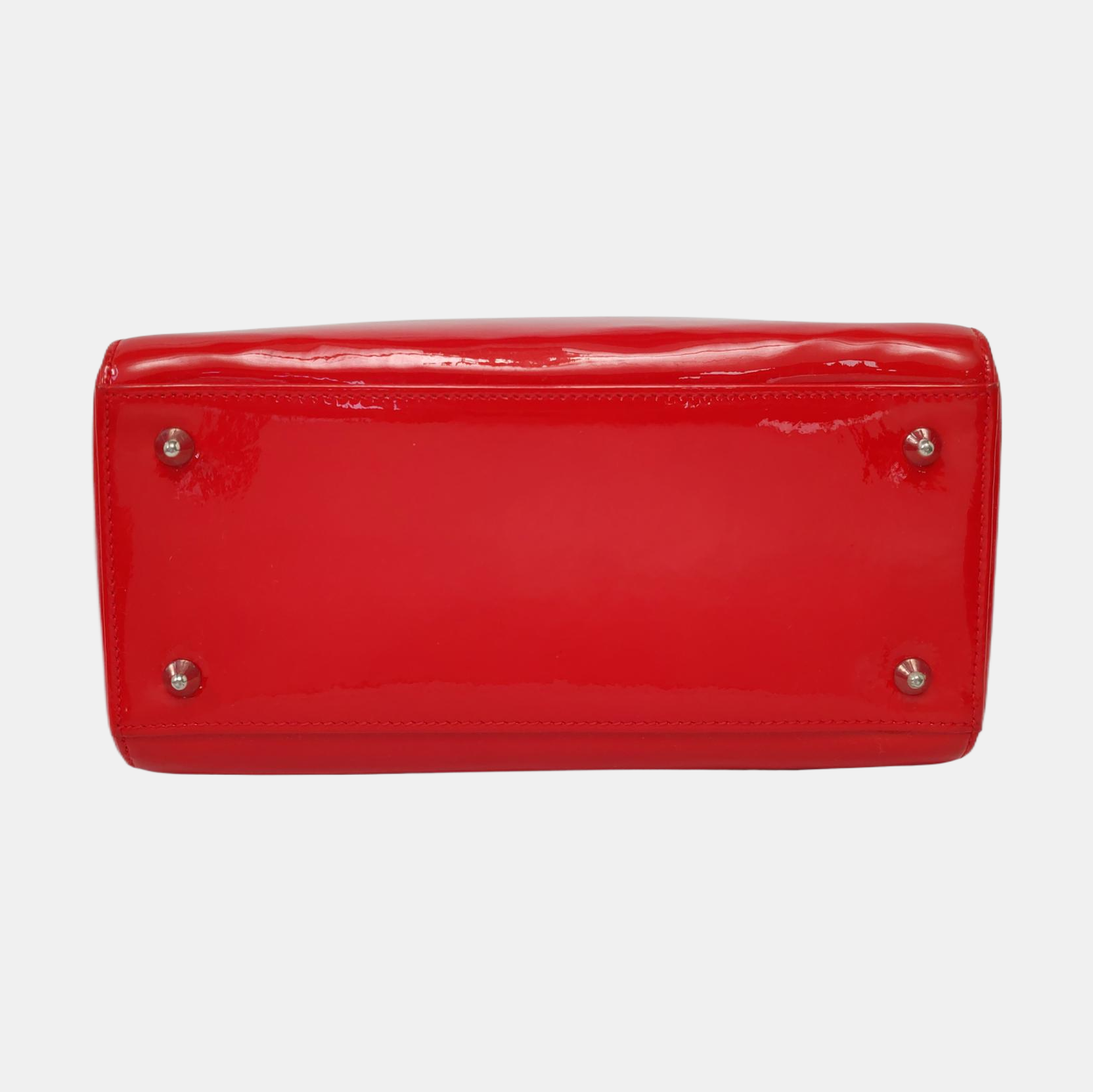 Authenticated pre-owned  Lady Dior Medium Patent Leather Red - Shoulder Bag at Looply