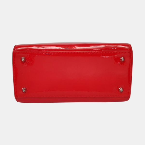 Authenticated pre-owned  Lady Dior Medium Patent Leather Red - Shoulder Bag at Looply