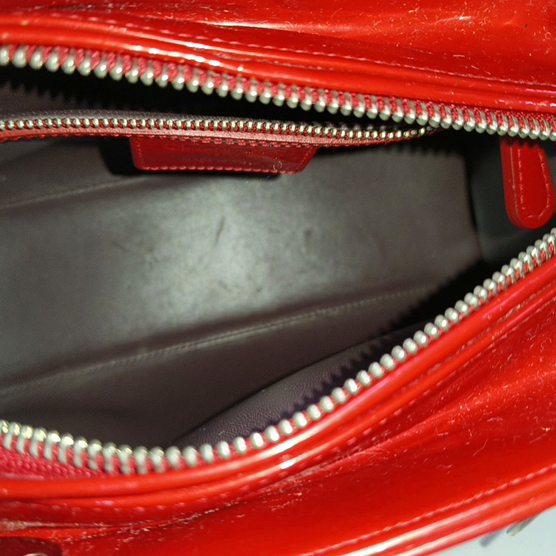 Authenticated pre-owned  Lady Dior Medium Patent Leather Red - Shoulder Bag at Looply