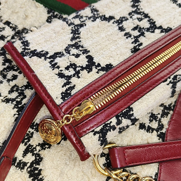 Authenticated pre-owned  Rajah Large Monogram Wool Beige - Top Handle Bag at Looply