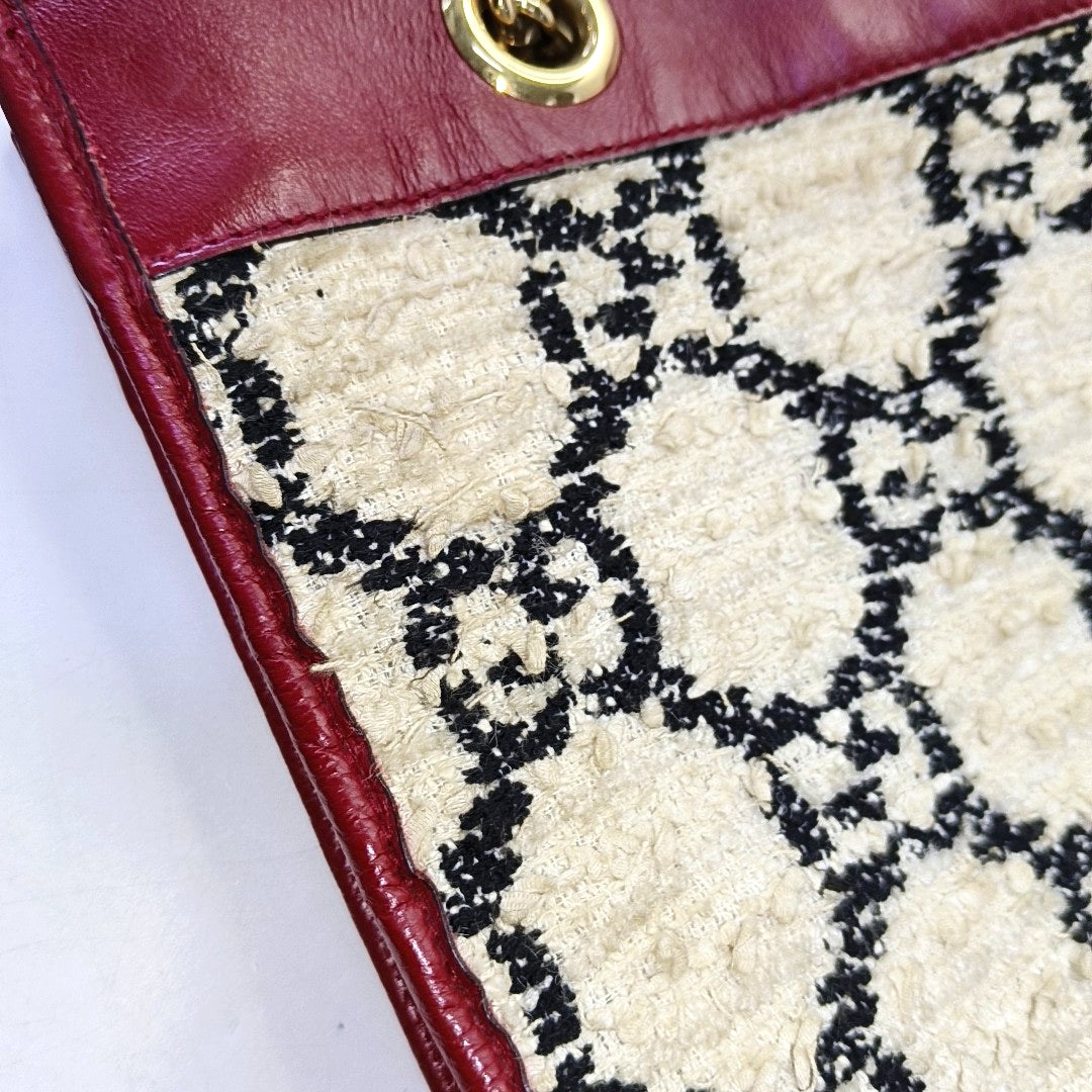 Authenticated pre-owned  Rajah Large Monogram Wool Beige - Top Handle Bag at Looply
