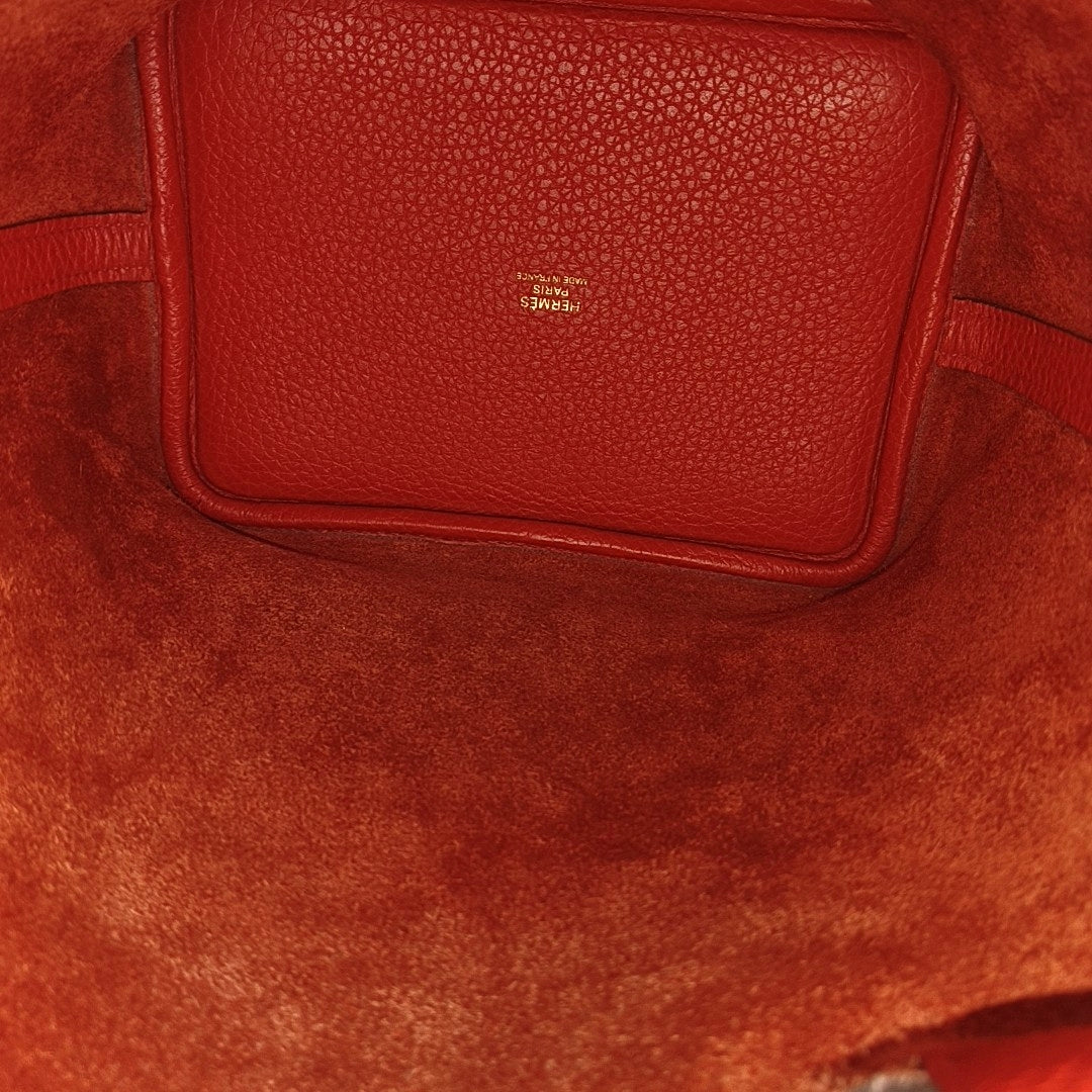 Authenticated pre-owned  Picotin Lock 18 Clemence Red - Top Handle Bag at Looply