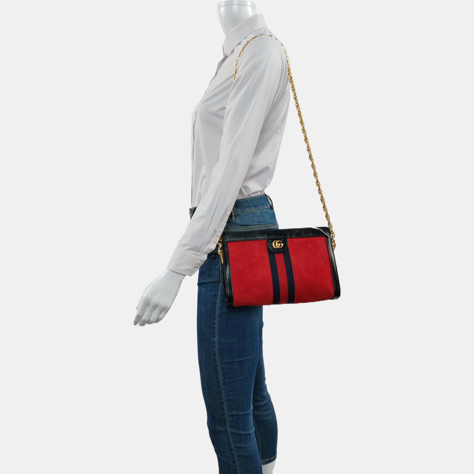 Authenticated pre-owned  Ophidia Small Monogram Suede Red - Shoulder Bag at Looply