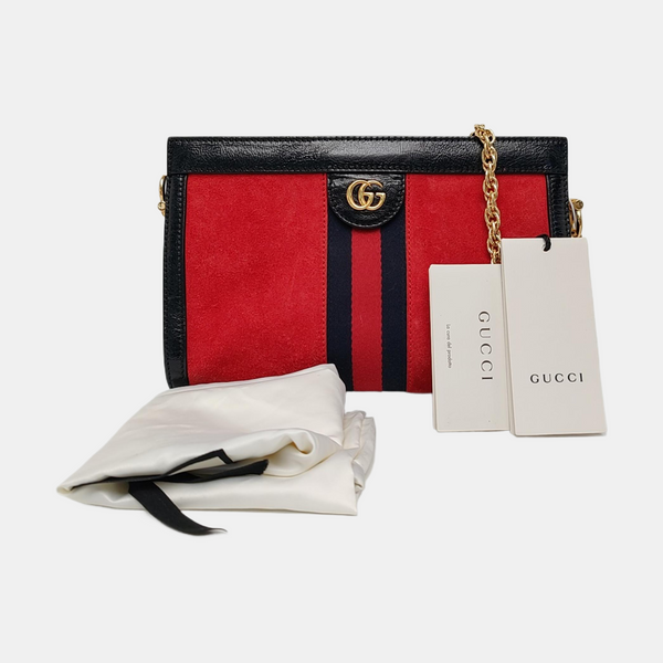 Authenticated pre-owned  Ophidia Small Monogram Suede Red - Shoulder Bag at Looply