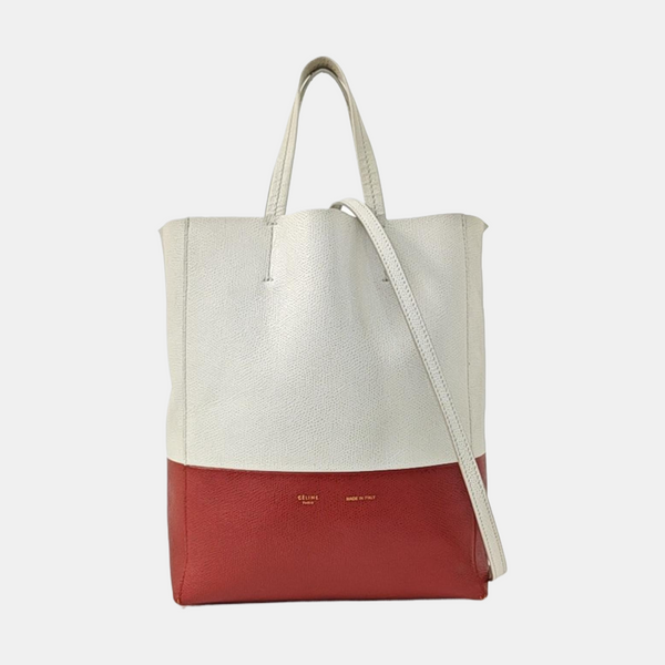 Authenticated pre-owned  Vertical Cabas Calfskin White - Shoulder Bag at Looply