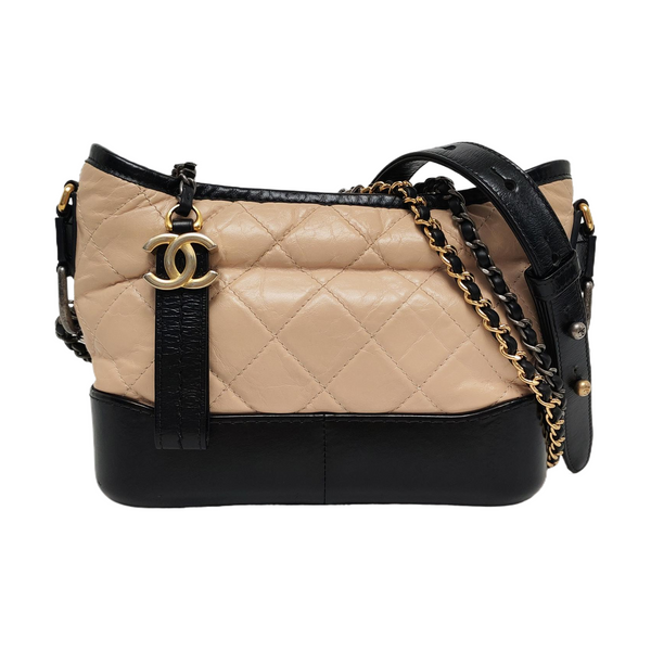 Authenticated pre-owned  Gabrielle Small Quilted Calfskin Beige - Crossbody Bag at Looply