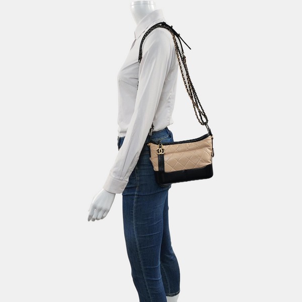 Authenticated pre-owned  Gabrielle Small Quilted Calfskin Beige - Crossbody Bag at Looply