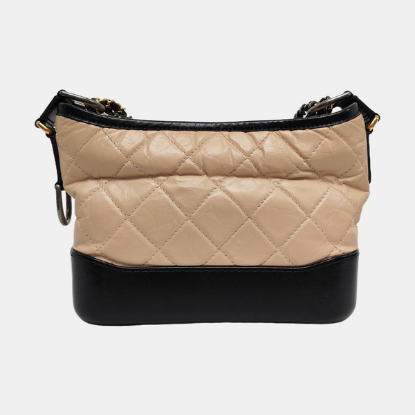 Authenticated pre-owned  Gabrielle Small Quilted Calfskin Beige - Crossbody Bag at Looply