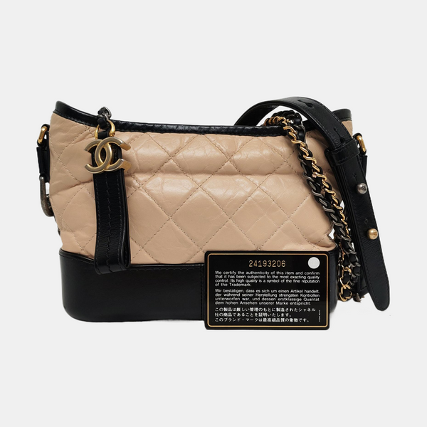 Authenticated pre-owned  Gabrielle Small Quilted Calfskin Beige - Crossbody Bag at Looply