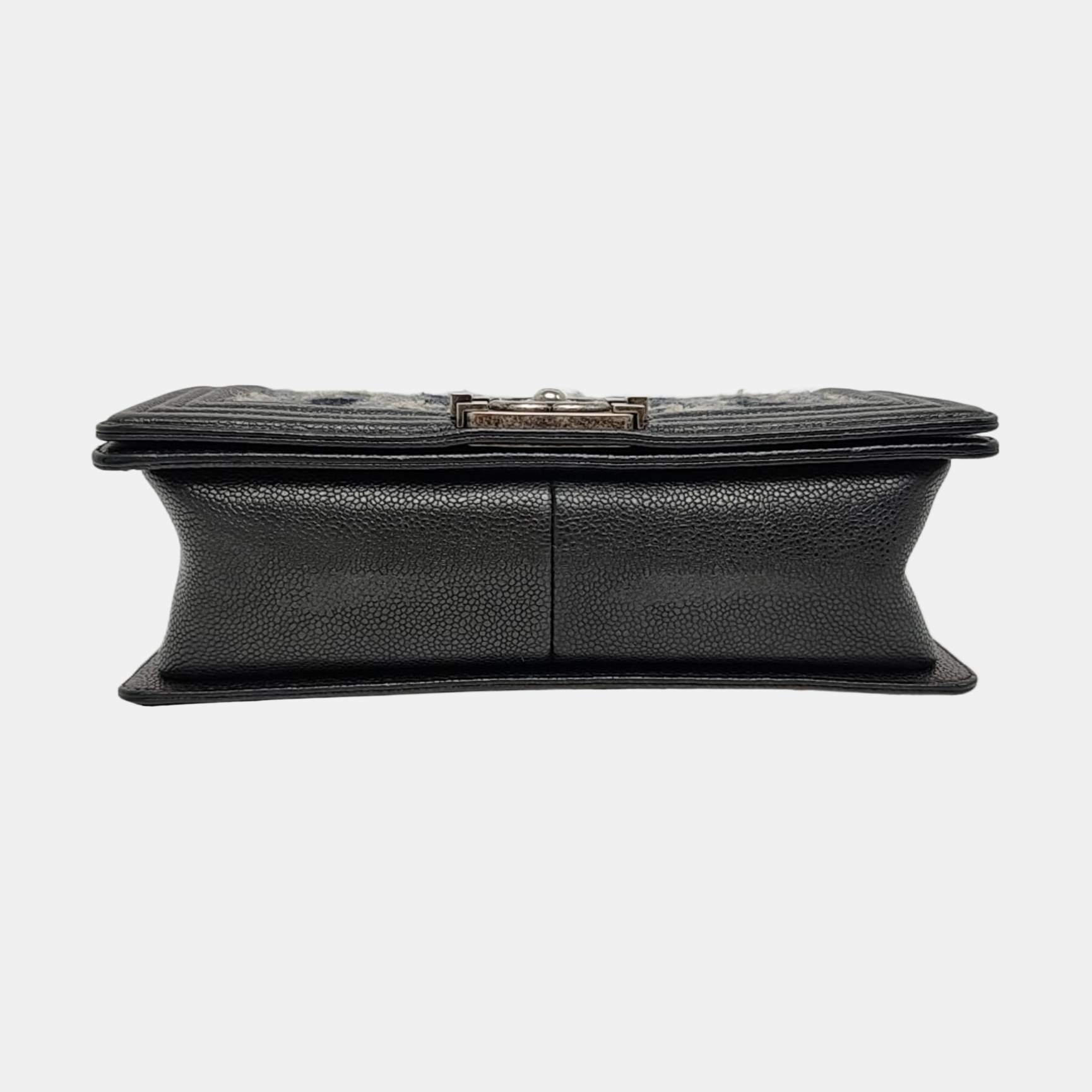 Authenticated pre-owned  Boy Chanel Medium Quilted Wool Black - Crossbody Bag at Looply