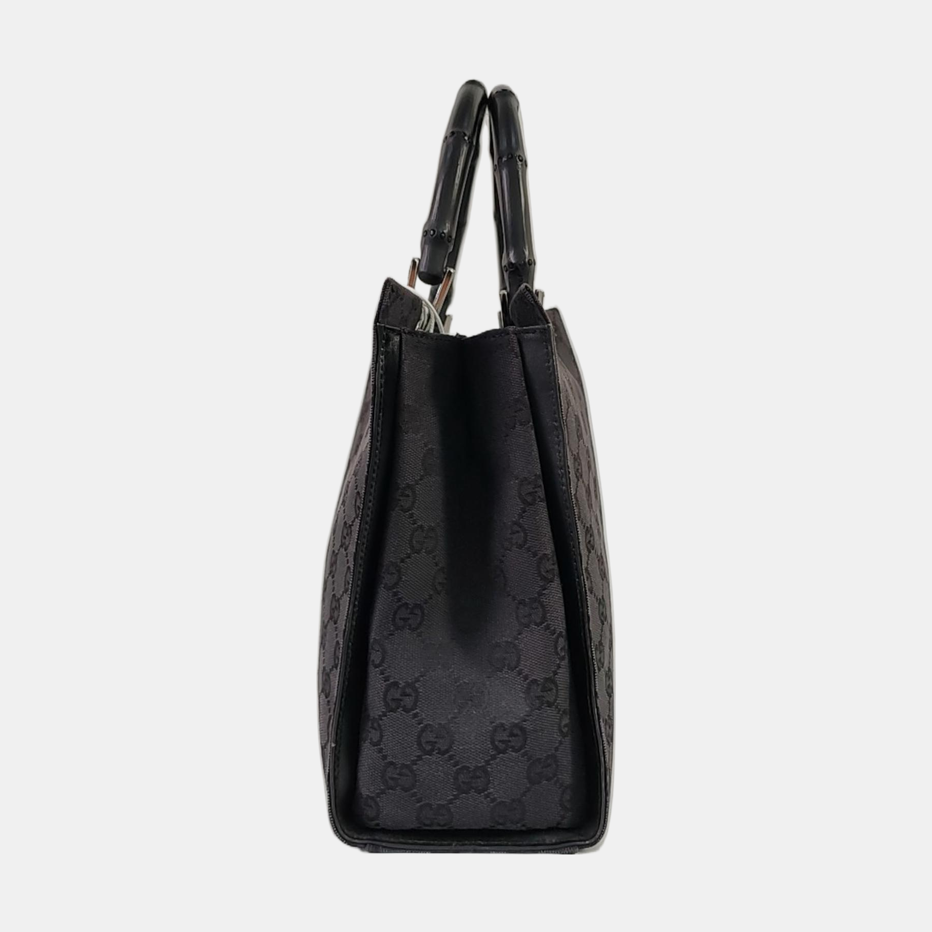 Authenticated pre-owned  Gucci Bamboo 1947 Monogram Fabric Black - Shoulder Bag at Looply
