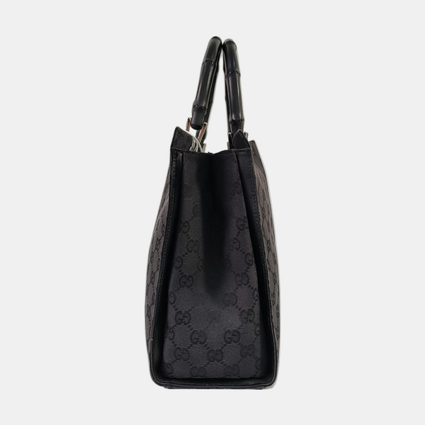 Authenticated pre-owned  Gucci Bamboo 1947 Monogram Fabric Black - Shoulder Bag at Looply