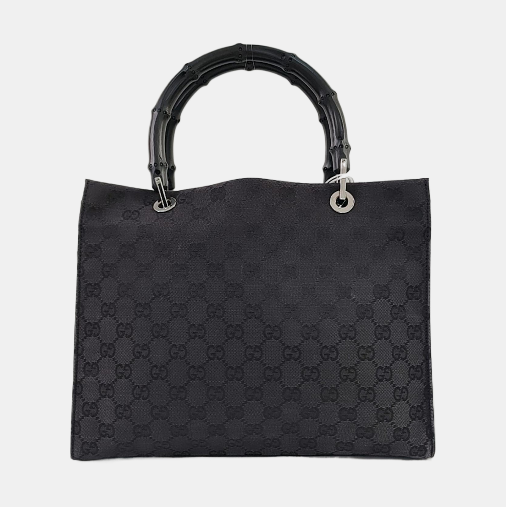 Authenticated pre-owned  Gucci Bamboo 1947 Monogram Fabric Black - Shoulder Bag at Looply