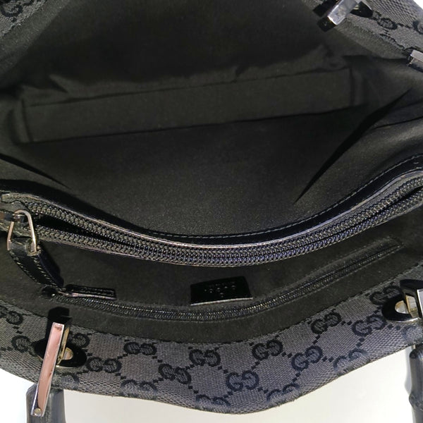 Authenticated pre-owned  Gucci Bamboo 1947 Monogram Fabric Black - Shoulder Bag at Looply