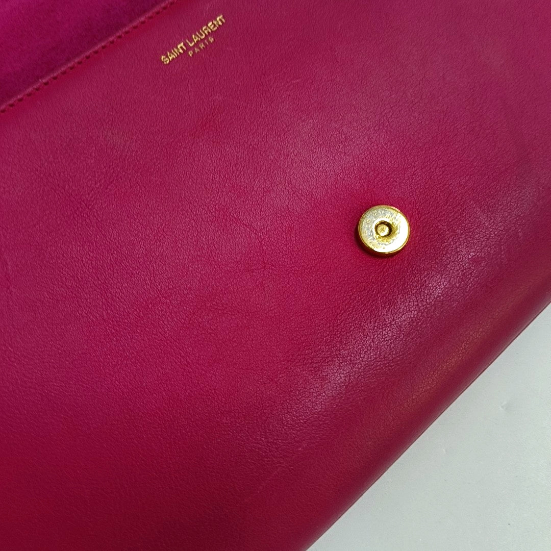 Authenticated pre-owned  Saint Laurent Chyc Y Ligne Calfskin Pink - Clutch at Looply