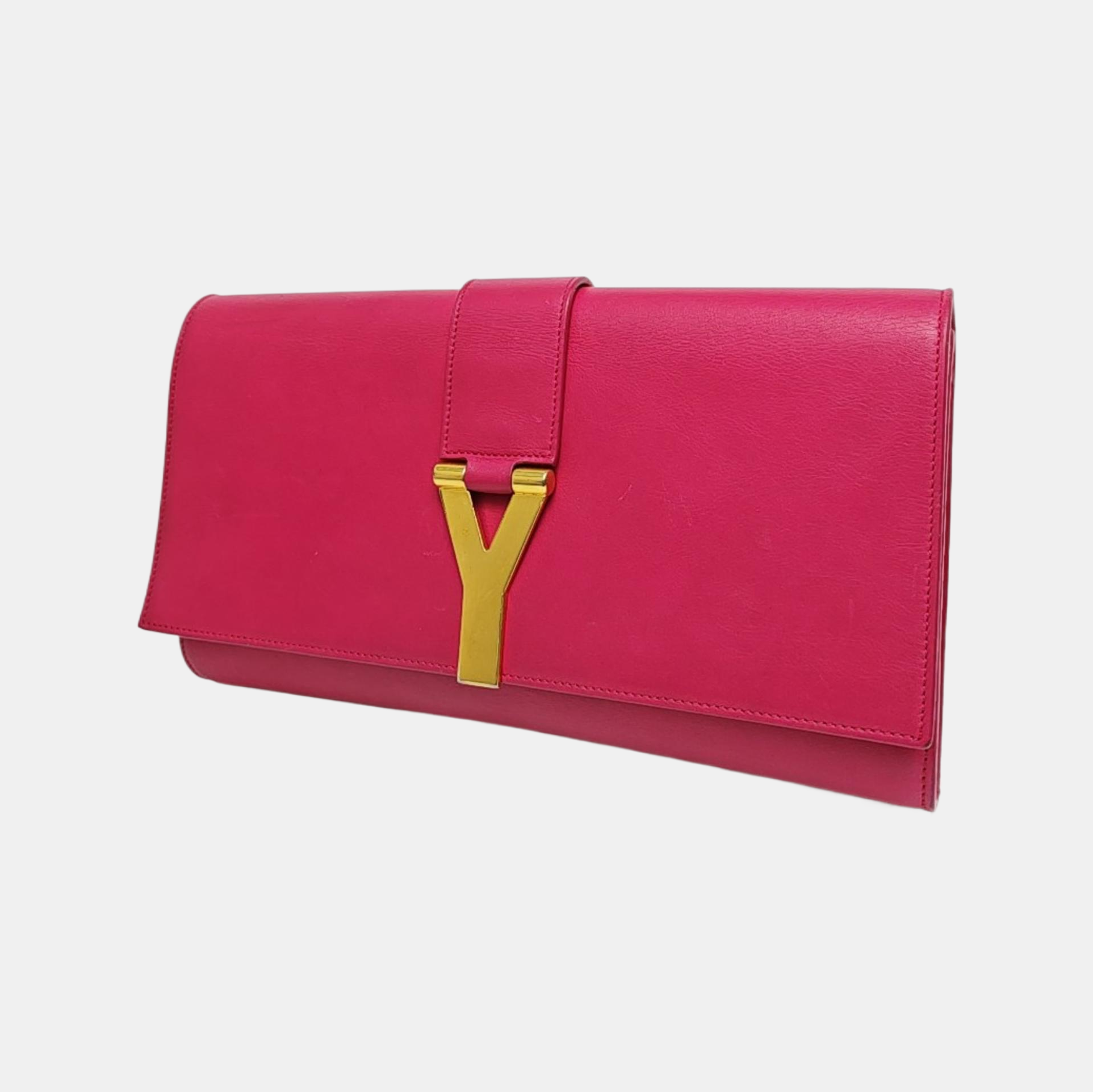 Authenticated pre-owned  Saint Laurent Chyc Y Ligne Calfskin Pink - Clutch at Looply